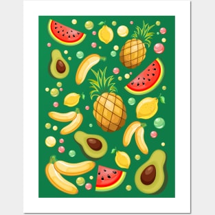 Fresh Summer Fruits Pattern Posters and Art